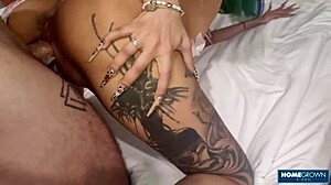 Roxy stretches her cunt on monster cock in homemade cowgirl handjob blowjob