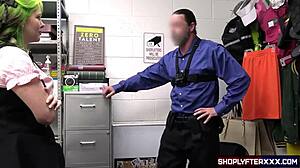 that shoplifting girl in uniform gets her pussy pounded by the guard