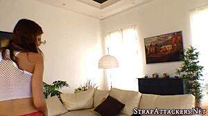 in this hd threesome, fetish babes strapon fuck guys and toy pussies