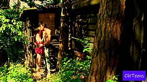 Kattie and Daniel explore first-time outdoor dorm fun