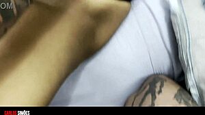 submissive morena young babe cleans the house for her old roommate bodybuilders, then rides their cocks with her juicy pussy