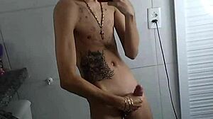 Detailed leaked video of thiagokelton masturbating with tattoos visible