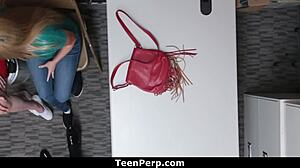 Emotional encounter as LP officer blackmails young teen at work