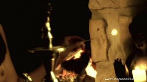 Erotic Ritual Teasing Nude Brunette