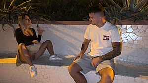 Walking by the sea, a stranger notices I'm not wearing underwear in this outdoor video.