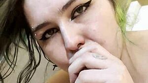 Very hot goth nikki greaves takes on a huge cock in pov, sucking and deepthroating it