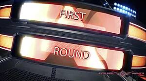 Lydia Black dominates in nude wrestling before a hardcore fuck session with a petite brunette.