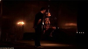 Faithful slave follows master on leash to his hidden nest for intense submission