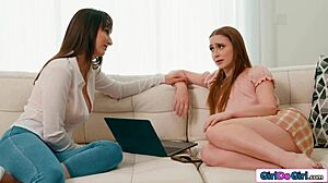 Stepmom TURNS Driving Test Into PUSSY LICKING and TRIBBING with Teen