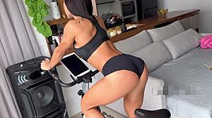 Cute Brazilian Girl Pedals Bike with Secret Toy