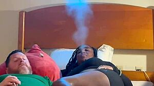 Ebony Sucking White Guy in Hood Bedroom