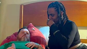 Ebony Sucking White Guy in Hood Bedroom