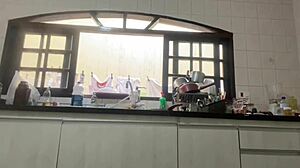 Flashing Panties While Washing Dishes at Father-in-Law's House Feels So Wild