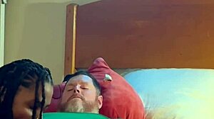 Ebony Sucking White Guy in Hood Bedroom