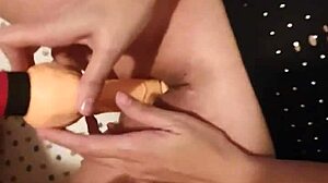 my wife gave me a nasty birthday gift with lingerie and vibrator leading to cumshot