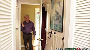 Babysitter jizz old perv with small tits