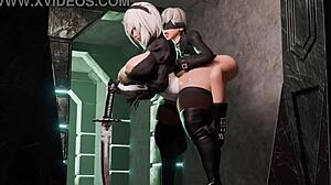 yorha 2b gets her ass and pussy sucked in this compilation