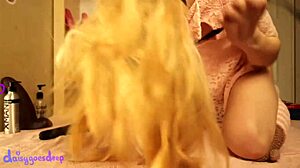 Blonde Solo Uses Fist Dildo for Anal Gaping