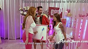 Lauren Phillips leads pin the sock, suck that cock in wild group party