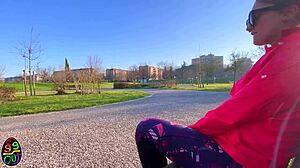 Running in park, acting slutty with everyone