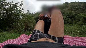 picnic with sexy best friend in dress ends with my cock in her tight pussy