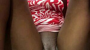 i feel sexy in my red mini dress showing big clit