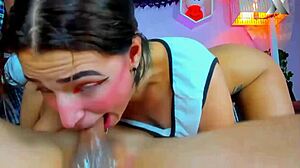 Latina Teen 18+ Feels Saliva Kisses Before Big Cock Blowjob