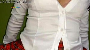 Latina schoolgirl in short red skirt tempted by best friend