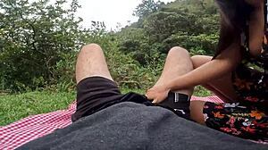 picnic with sexy best friend in dress ends with my cock in her tight pussy