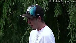 Young Blonde Alexis Crystal Engages In Extreme Public Threesome On The Street