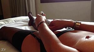 getting off with dildo in lingerie!