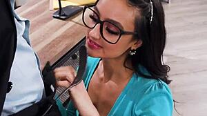 Brunette girlfriend fingers MILF's hairless pussy