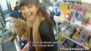 Rina fucks doggystyle on stairway