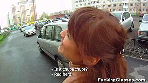 Rina fucks doggystyle on stairway