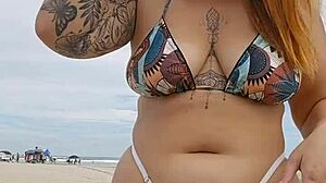 Wow, I'm Flashing in Beach Thong to Attract Married Guys for Hot Fuck!