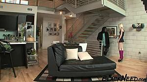 Interracial anal with blonde model