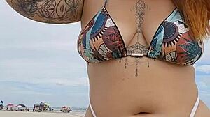 Wow, I'm Flashing in Beach Thong to Attract Married Guys for Hot Fuck!