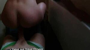 Rina fucks doggystyle on stairway