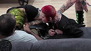 Trans gets pegged by femdom while cuckolded.