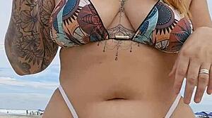 Wow, I'm Flashing in Beach Thong to Attract Married Guys for Hot Fuck!