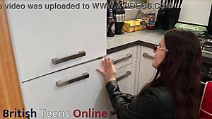 British 18 Year Old Enjoys Ice Cream with Sticky Cum Topping