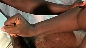 Ebony Milf Gives Sloppy Handjob To Big Black Cock. She Plays With Shaved Pussy And Ass.