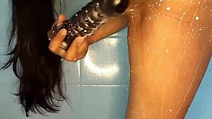 Horny Colombian Babe Plays With Dildo In Shower, Reaching Orgasm.