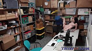 sexy blonde cop lays down the law on thief