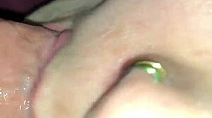 Young college student performs sloppy blowjob in point of view closeup for homemade video.