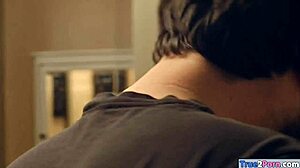 Discover how this brunette gets her pussy railed in the bathroom