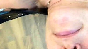 Amateur housewife receives cum in mouth as fuck buddy fucks her arse