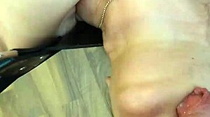 Amateur housewife receives cum in mouth as fuck buddy fucks her arse