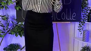 Nylon Club - Mature Beauty Dances in Sheer Brown Pantyhose