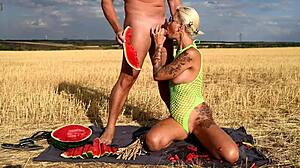 I crave her delicious outdoor blowjob on this hot day, her big boobs and juicy pussy making me wild